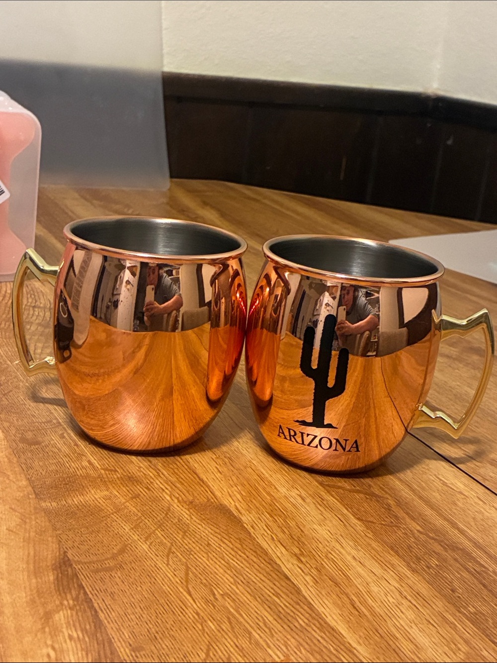 Arizona Jean Company Copper-Tone Mule Mugs with Gold Handles - Set of 2